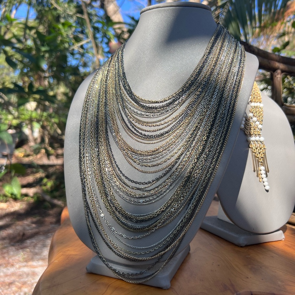 Gold and Silver Super- Layered Necklace talk about GLAM!
